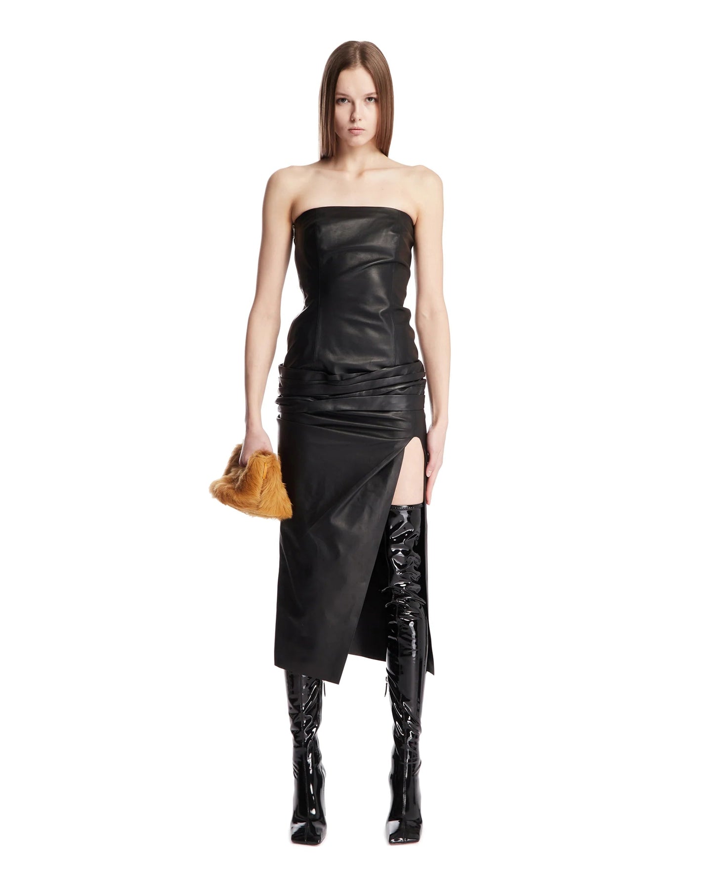 Abito Midi In Pelle Nero THE ATTICO