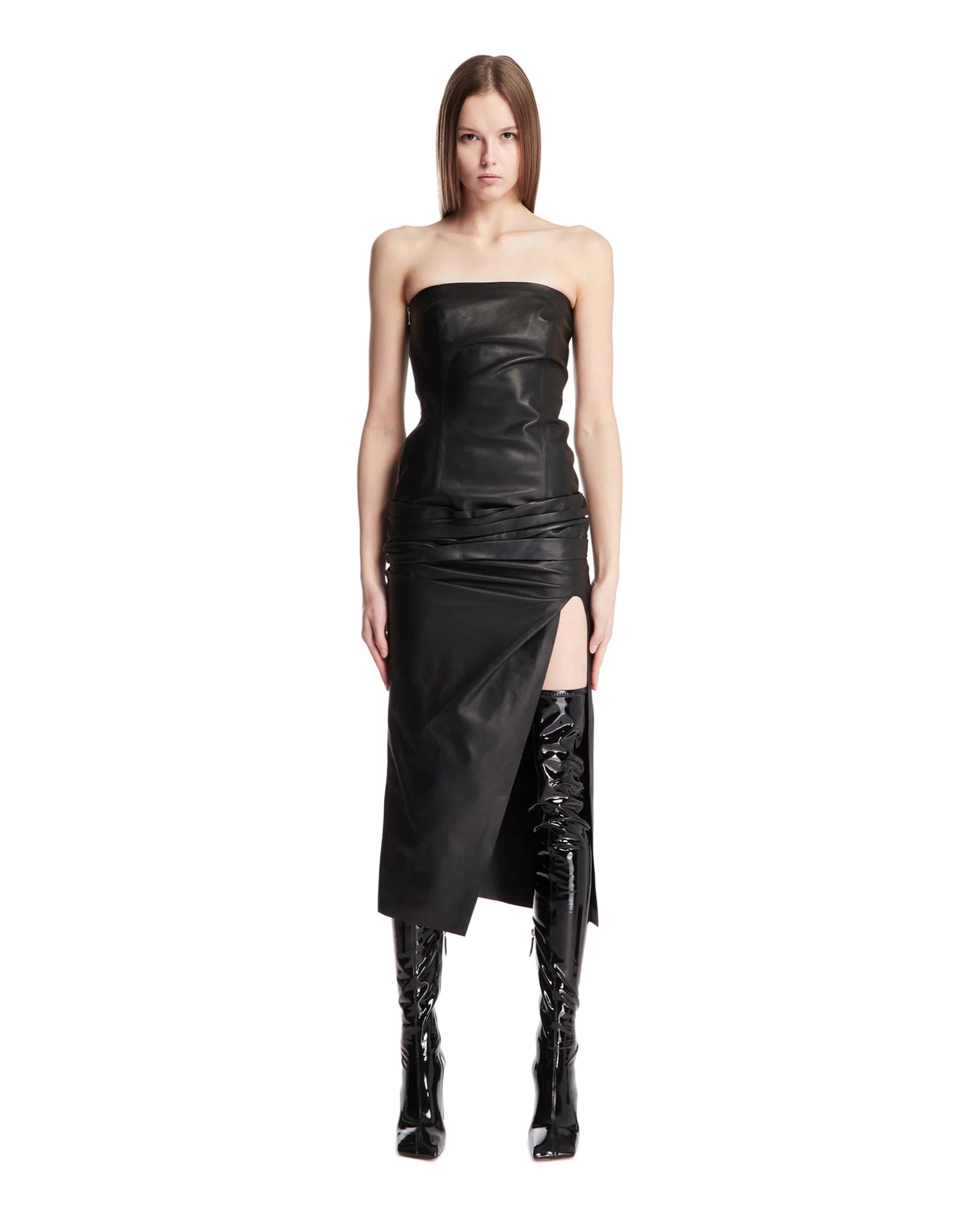Abito Midi In Pelle Nero THE ATTICO