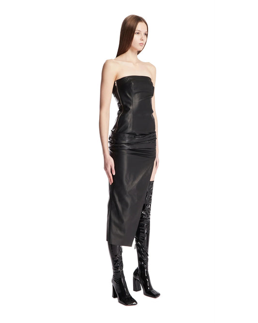Abito Midi In Pelle Nero THE ATTICO